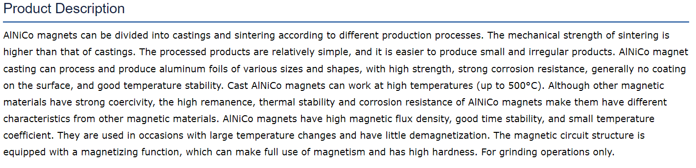 Magnet AlNiCo